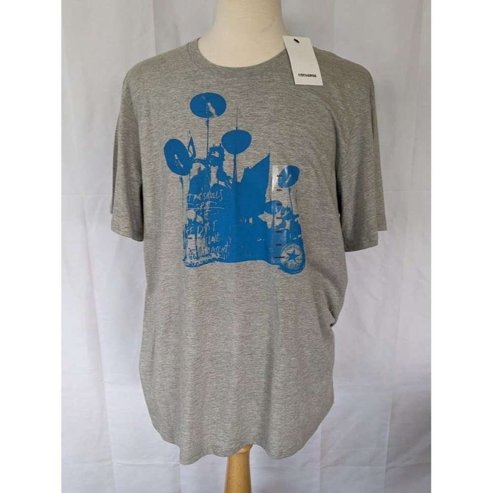 Men's Converse Satellite Graphic T Shirt Size XXL Gray Blue NEW‎